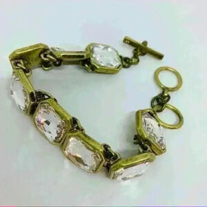 chloe + isabel rhinestone antique gold bracelet